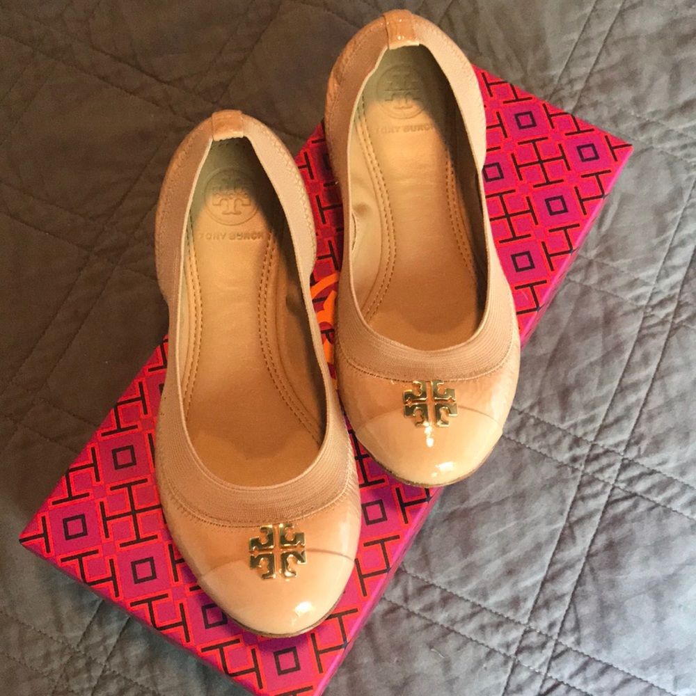 Tory Burch Nude Patent Leather Ballet Flats